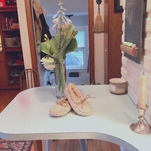 Little girls size 8 cream UGG Moccasin slippers